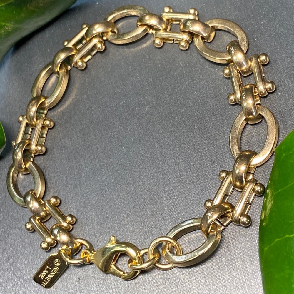 Kenneth Jay Lane Gold Plated Gate Link Square Chain Bracelet Y2K Style New